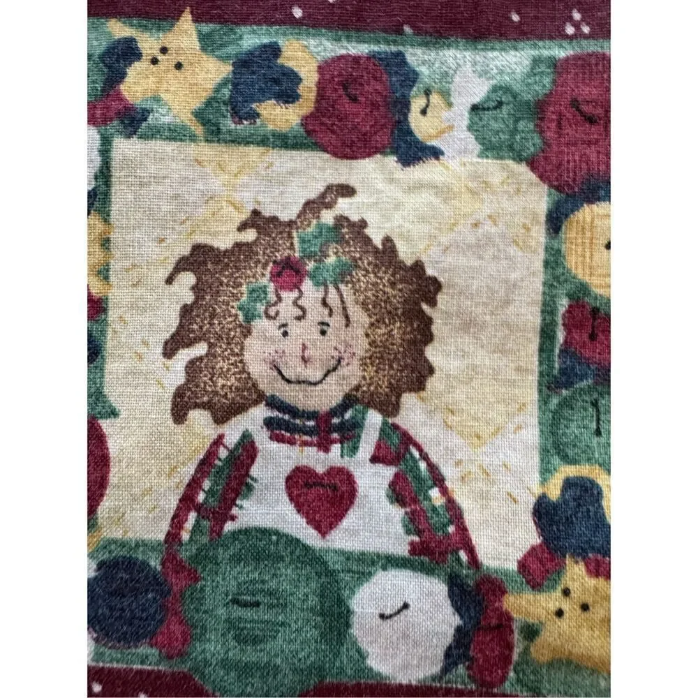 Raggedy Ann 90s cotton pillowcase single cover burgundy vintage